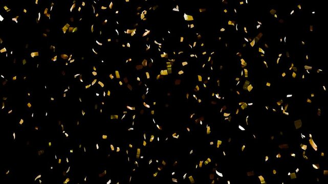 Golden Falling Confetti Party Popper Animated on Transparent Background