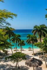Tropical Beach Paradise with Palm Trees and Turquoise Water