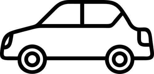 Vector art of simple line drawing icon of a car, representing transportation or vehicle