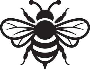 Black and white bee icon silhouette vector art illustration