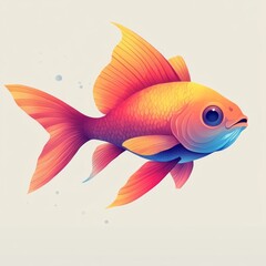 Fototapeta premium A vibrant and colorful illustration of a fish with gradient hues of reds, oranges, yellows, purples, and blues,
