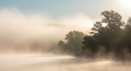 Misty Morning Landscape.