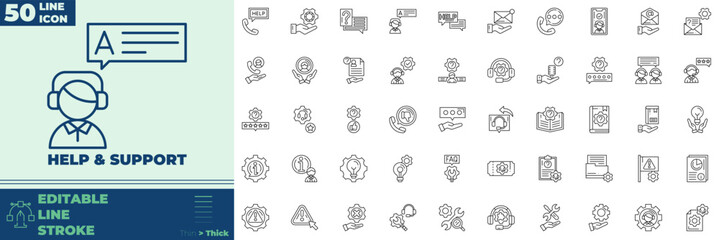 Help And Support Line Editable Icons set. Vector illustration in modern thin line style of help and support icons: help, support, service, etc