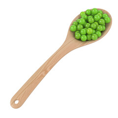 Wooden Spoon With Peas isolated on transparent background