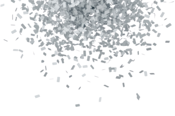 Falling gray confetti on a transparent background, creating a festive and celebratory effect. background removed