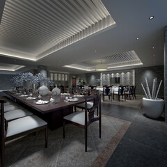 3d render cafe restaurant interior