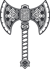 Viking Double Axe with Celtic Knots Vector Art & Illustration