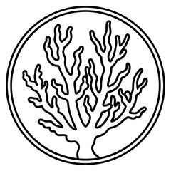 Coral Reef Line Art Vector Icon