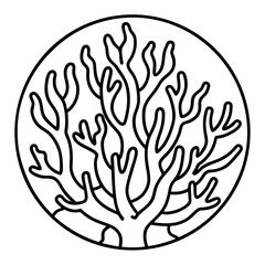 Coral Reef Line Art Vector Icon