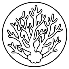 Coral Reef Line Art Vector Icon