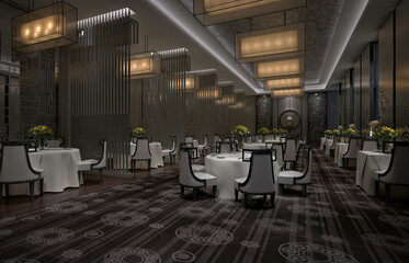 3d render cafe restaurant interior