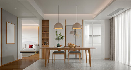 modern living room, study room 3d render