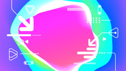 Colorful blended and tech elements banner design. Abstract digital network communication and arrow symbol. Circuit line technology background