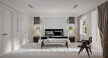 3d render modern bedroom