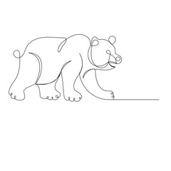 Bear continuous one line drawing of outline vector illustration	
