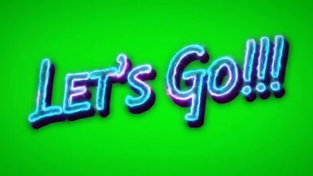 eco green lets go neon text screen animation