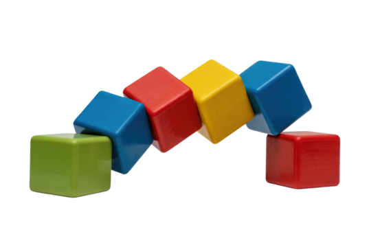 Colorful wooden blocks forming an arch, isolated on a transparent background. background removed