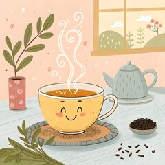 cup of tea with flowers