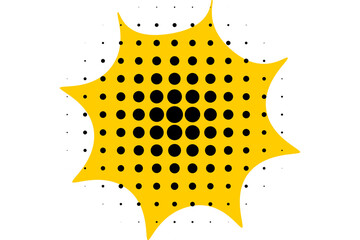 Yellow starburst halftone dot abstract design for posters, sale labels, comic style graphics, stickers, backgrounds, and promotional layouts