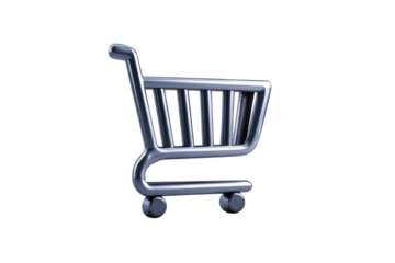 Sleek shopping cart icon symbolizes retail therapy and consumerism trends online