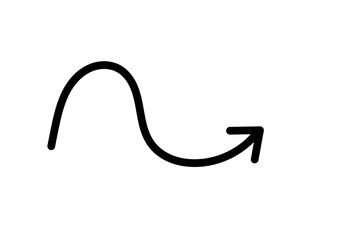 Black wavy upward arrow design for progress symbols, navigation icons, flow charts, business graphics, and creative posters
