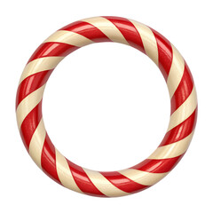 Obraz premium Circular candy cane wreath isolated on transparent background