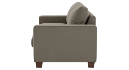 Modern Gray Sofa Side View Cut Out PNG.