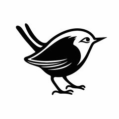 Fototapeta premium Charming black avian emblem with minimalist details in an elegant silhouette
