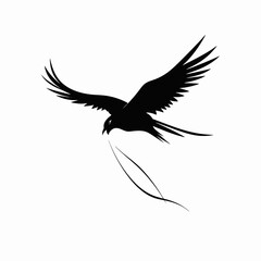 Obraz premium Majestic exotic bird carrying lines high up in the sky silhouette