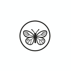 Minimalist butterfly design emblem in circular vector illustration simple silhouette