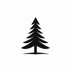 Simple evergreen fir with branches and trunk holiday winter silhouette