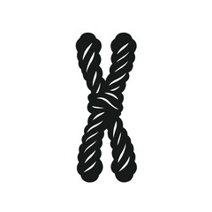 Dramatic depiction of crisscrossed nautical rope against bright white background silhouette