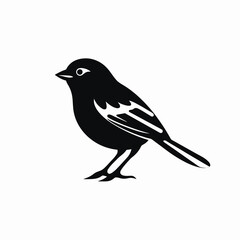 Elegant graphic songbird illustration showing natural avian design in stark silhouette