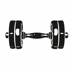 Dynamic monochrome dumbbell for strength training graphic art fitness equipment silhouette