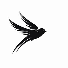 Elegant bird with outstretched wings in simple black and white silhouette