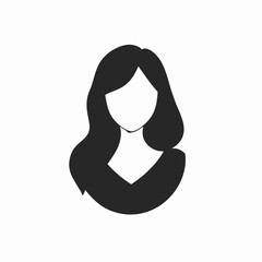 Chic female avatar with wavy hair vector art simple silhouette