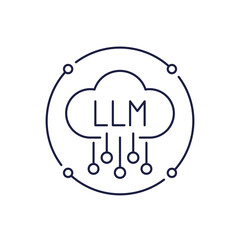 cloud LLM icon in line design