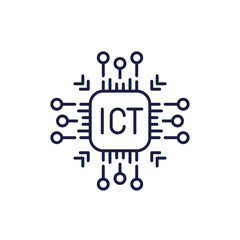 ICT icon, Information and communications technology line design