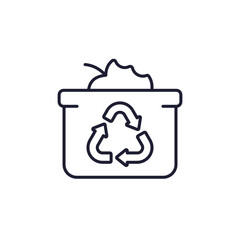 Recycling food waste icon, line design