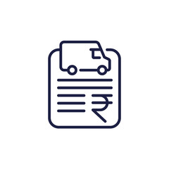 transportation costs line icon with van and rupee