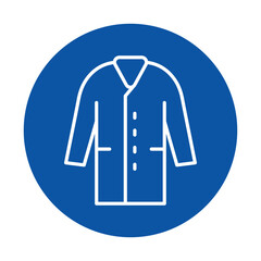 Simple Line Art Illustration of a Bathrobe on a Blue Circle Background