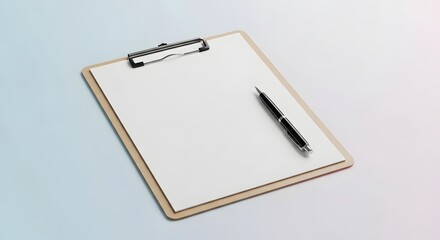 Clipboard with Blank Paper and Pen A Professional Workspace for Writing and Documentation