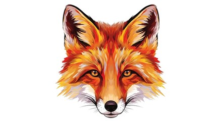 Obraz premium Dynamic Abstract Rendition of a Wild Fox's Face, Featuring Bold Brush Strokes and Intense Warm Hues, Evoking the Spirit and Alertness of Nature's Clever Woodland Creature