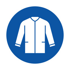 Icon of a White Jacket on a Blue Background for Fashion and Apparel Designs