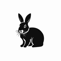 Obraz premium Minimalist rabbit illustration sitting on a white background, vector silhouette