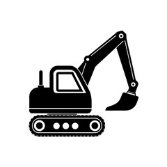 excavator silhouette icon isolated on white