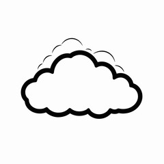 Stylized cloud illustration in black and white dreamy weather silhouette