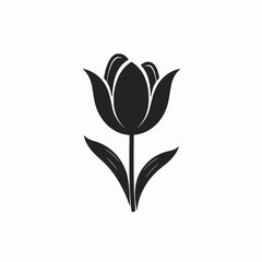 Obraz premium Elegant blooming tulip floral art, a minimalist botanical black silhouette