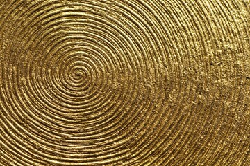 Fototapeta premium A radiant circular abstract pattern in gold shines with luxury, offering a detailed and decorative metallic finish.
