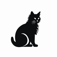 Adorable fluffy cat sitting, a minimalist and striking animal pet silhouette
